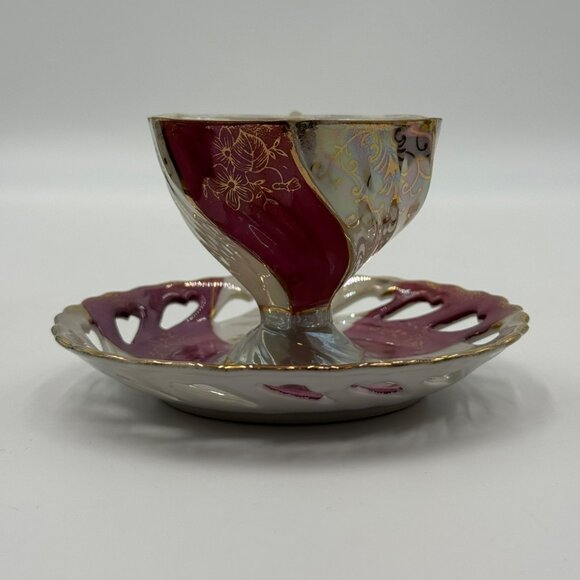 Vintage Royal Crown Iridescent Teacup and Saucer Set Japan - Picture 2 of 12